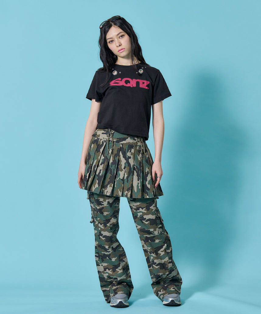 WEB限定 / アイレット / ぼかしロゴ半袖ピチT / sqnz eyelet babe tee