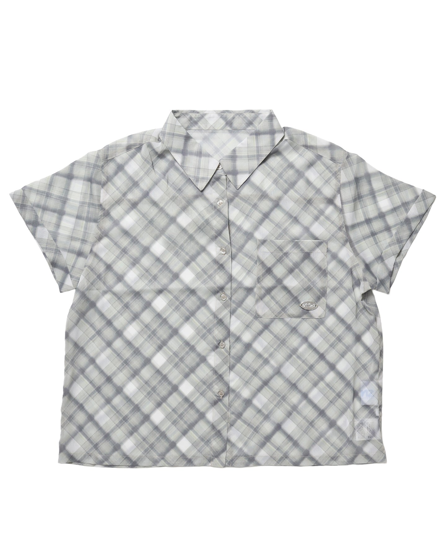 ※WEB限定 /  レディースチェック半袖シャツ / sqnz sheer check shirts グリーン