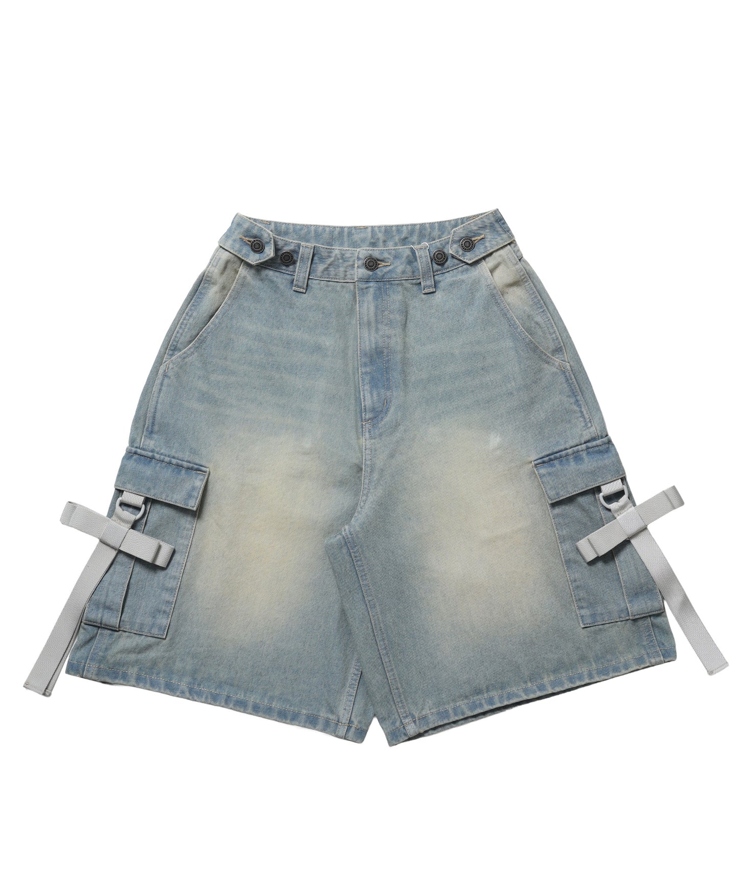 ※WEB限定 / レディースリボンデニムショートパンツ / sqnz ribbon denim shorts サックスブルー