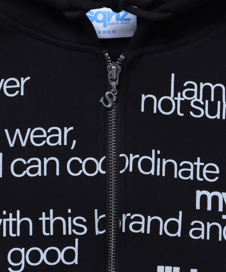 【ケン様】スウェットパーカー M ブラック R刺繍　ダブルジップ SEQUENZ（シークエンズ）】CROSS RHINE STONE ZIP P/K