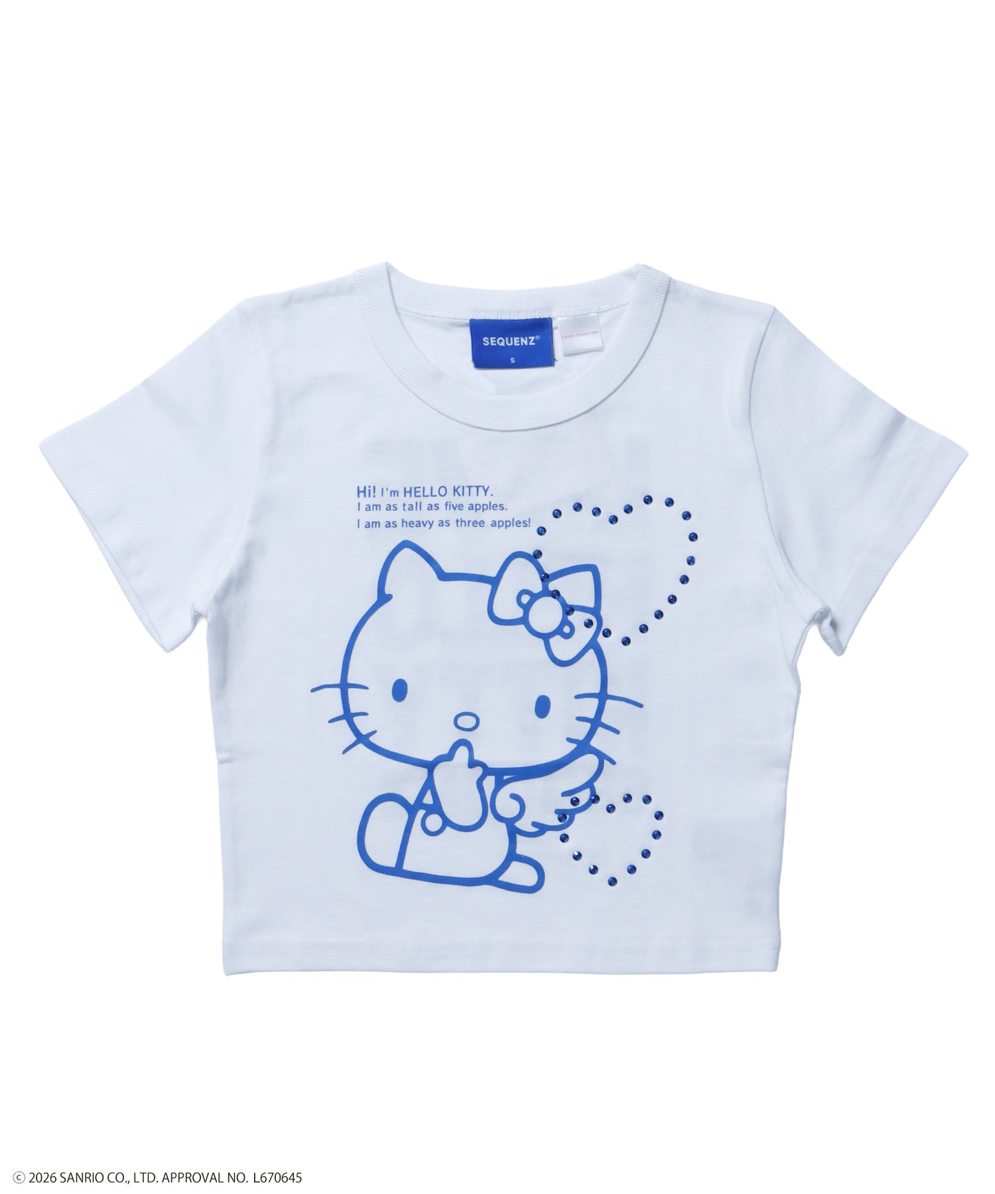 HK LOVE SEQUENZ TEE / ハローキティ キティちゃん 半袖 クルーネック プリント ワンポイント ラインストーン ホワイト