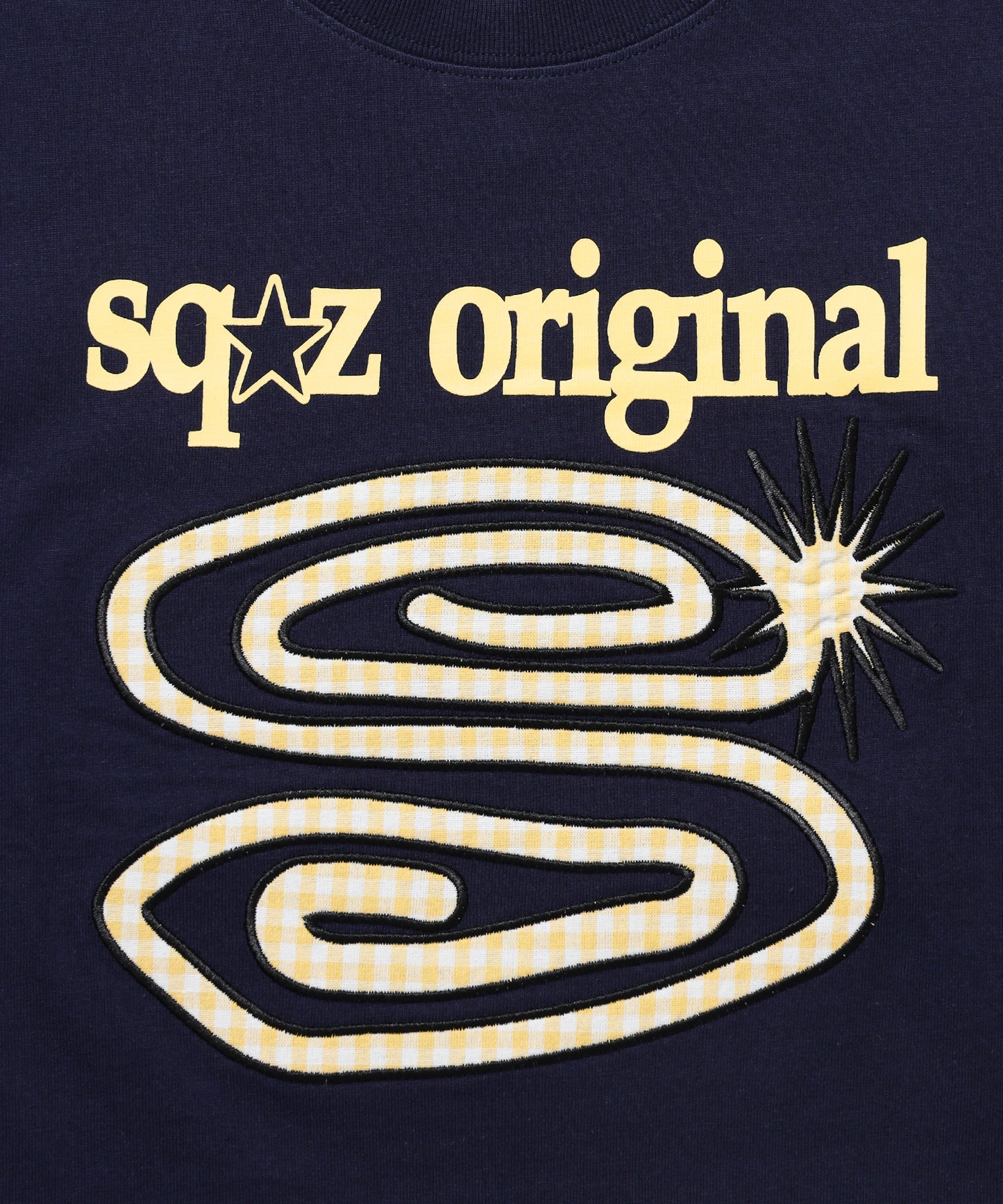 ※WEB限定 / ぐるぐるワッペン半袖Tシャツ / sqnz guru-guru patchwork tee ネイビー