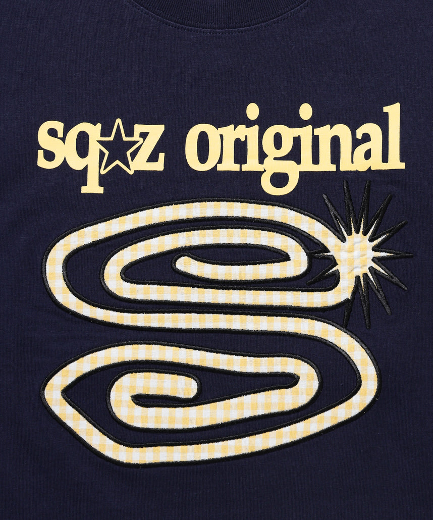 ※WEB限定 / ぐるぐるワッペン半袖Tシャツ / sqnz guru-guru patchwork tee ネイビー