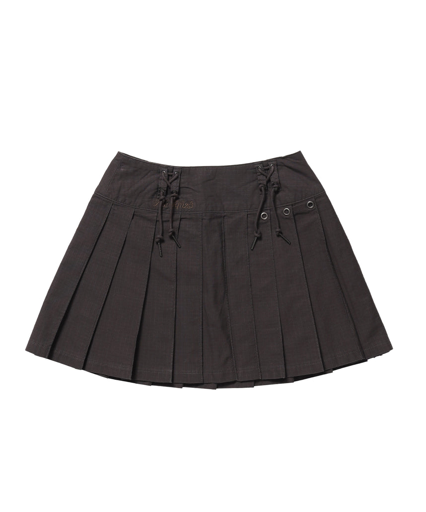 ※WEB限定 / レディースアイレットプリーツミニスカート / sqnz eyelet pleats skirt ブラウン