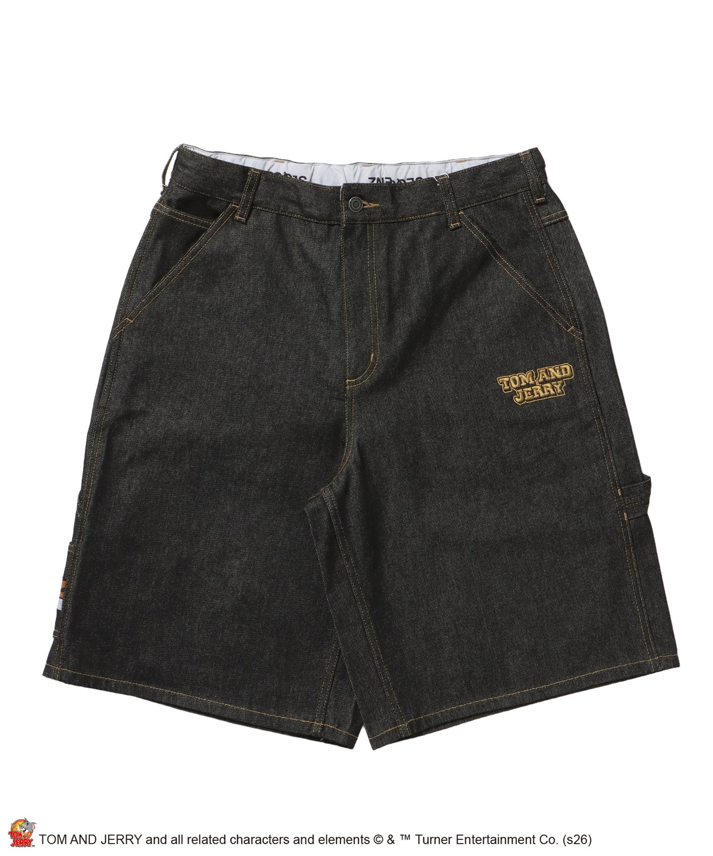 TJ STREET SHORTS DENIM / トムとジェリー ハーフパンツ ショーツ ジョーツデニム ワイド パンツ ボトムス 刺繍 加工 リジッド ワッペン ブラック系その他