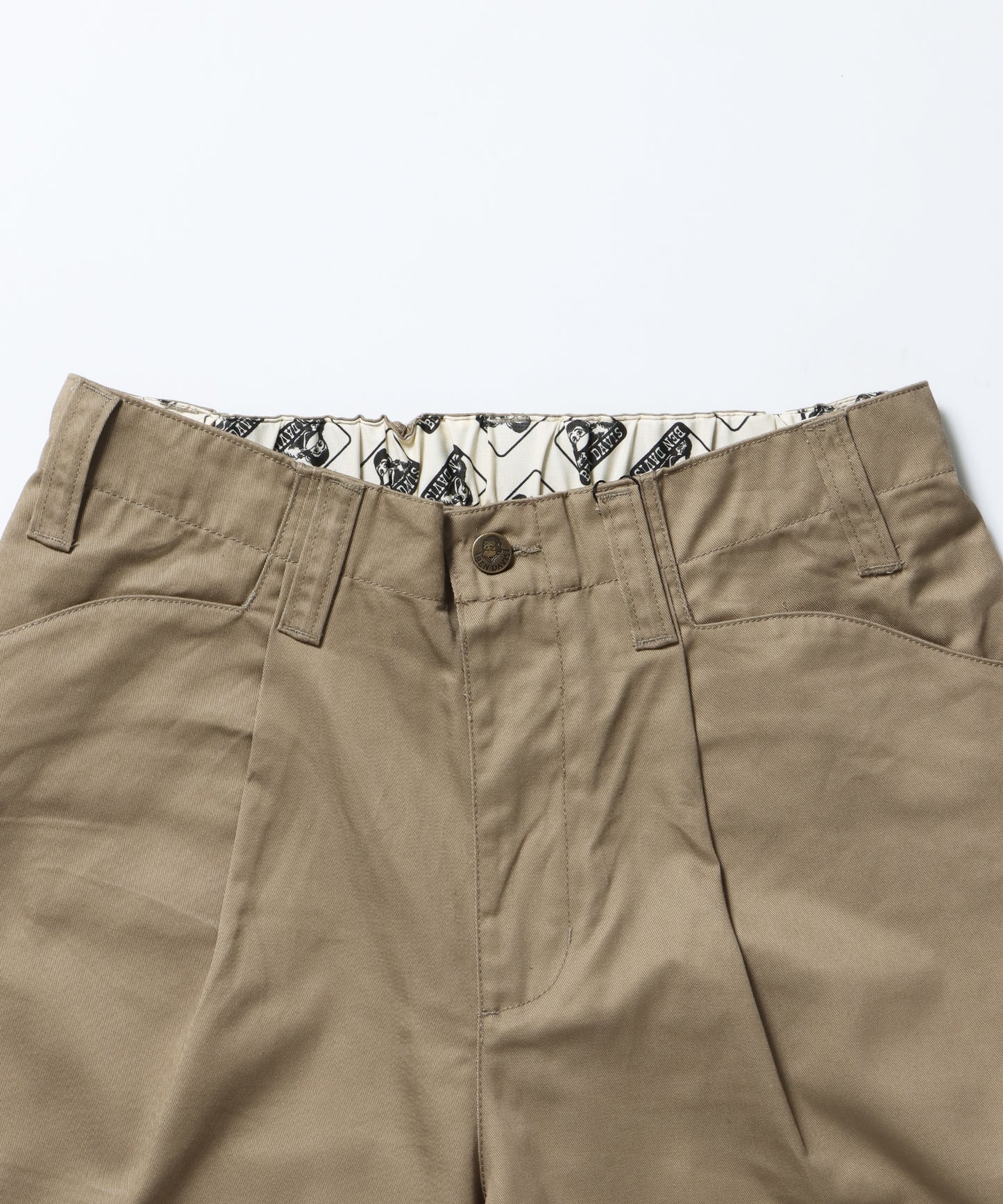 CURVE BUGGY WORK PANTS / パンツ ボトムス カーブ タック ワンポイント ツイル ベージュ