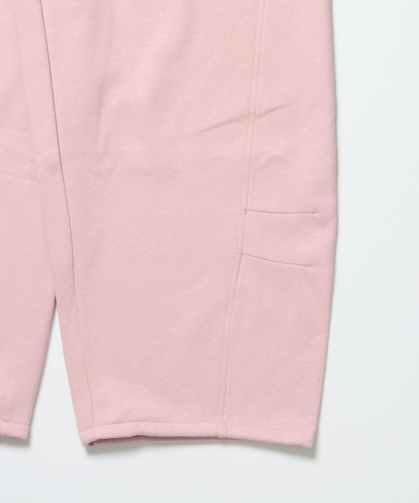 sqnz glitter sweat pants / グリッター スウェットパンツ ラインストーン ドローストリング ポケット 裏起毛 【セットアップ着用可能】 ペールピンク