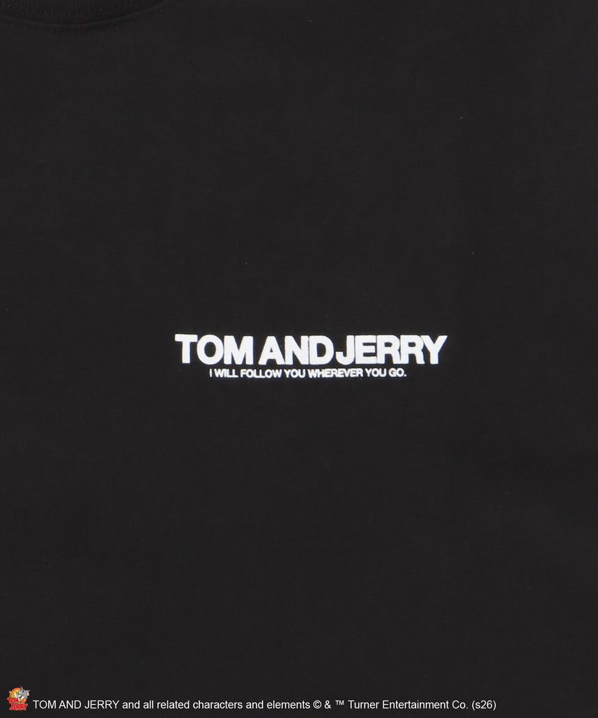 TJ BLUR LOGO TEE / トムとジェリー 半袖 クルーネック プリント ワンポイント ユニセックス オーバーサイズ ビッグシルエット レイヤード ブラック