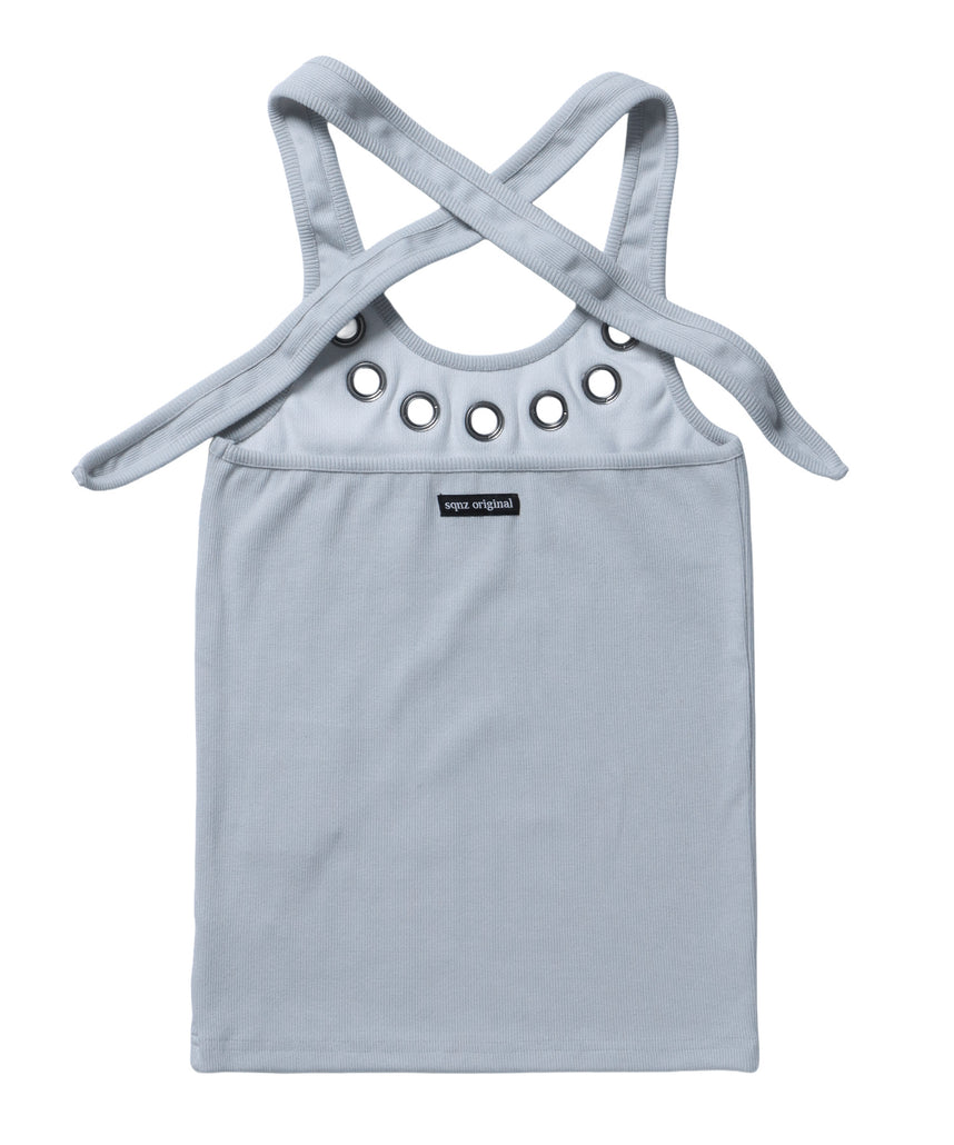 ※WEB限定 / レディースアイレットタンクトップ / sqnz halter neck eyelet tank top ライトグレー