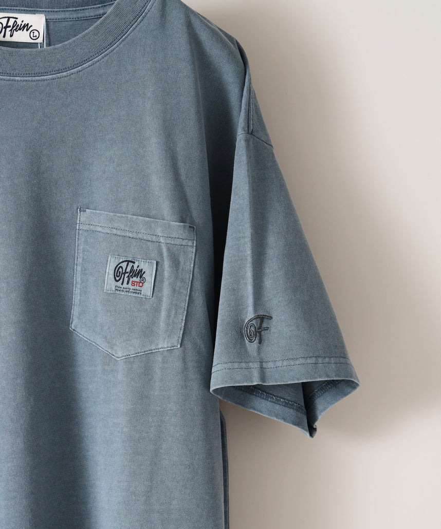 ヴィンテージライクロゴ刺繍ポケットTシャツ / ミント