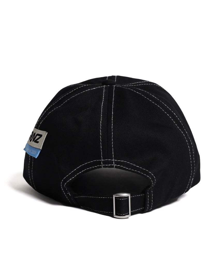 ※WEB限定 / ワッペン / またぎデザインキャップ /sqnz logo applique stitch cap ブラック