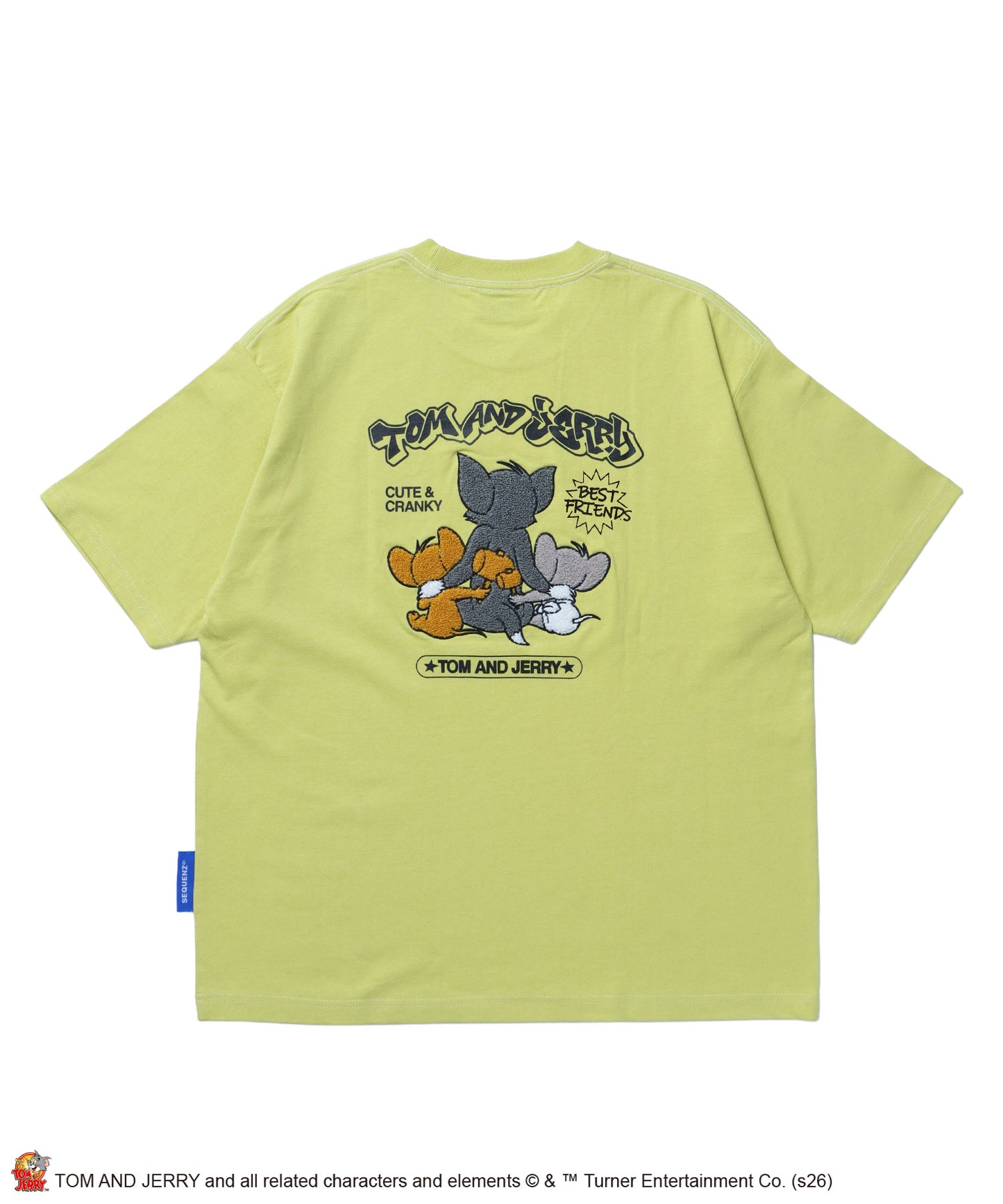 TJ BEST FRIENDS! EMB. TEE / トムとジェリー Tシャツ 半袖 クルーネック 刺繍 オーバーサイズ イエロー