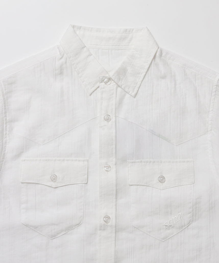 ※WEB限定 / ウエスタン半袖シャツ／sqnz western sheer shirts ホワイト