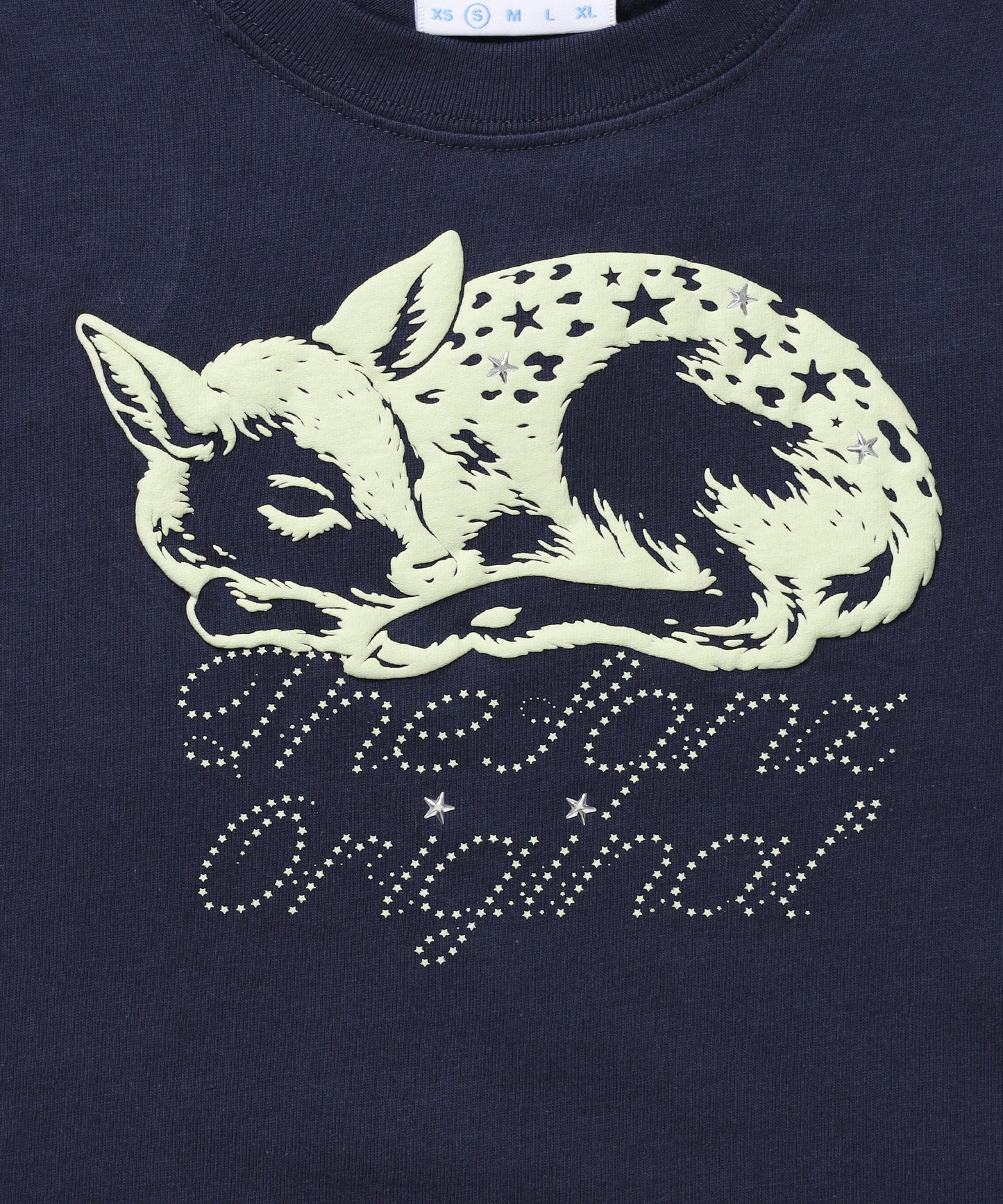※WEB限定 / スタッズ / アニマル発砲プリントTシャツ / sqnz star bambi pt tee ネイビー