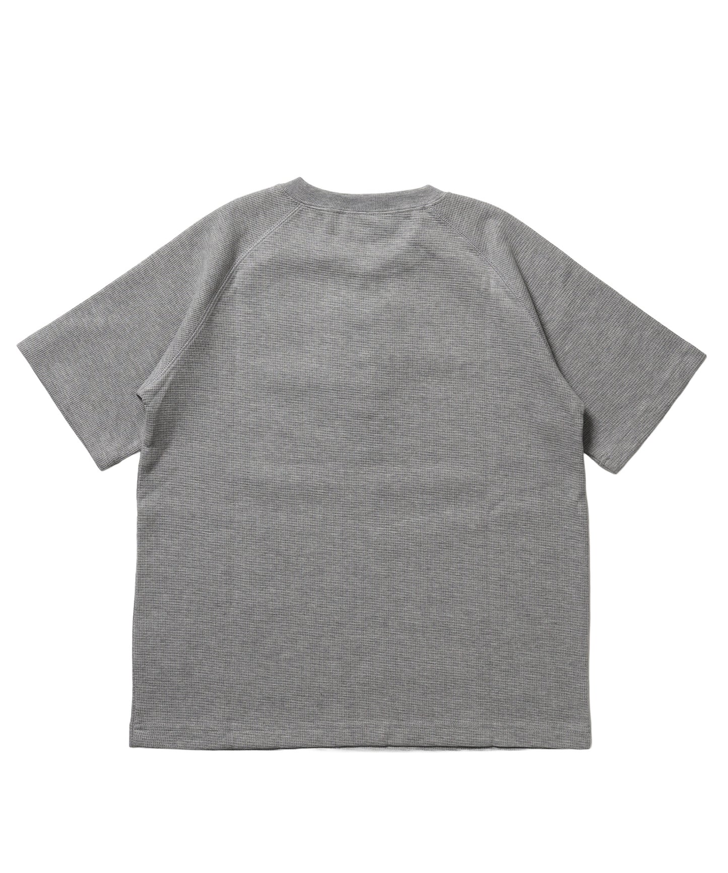 ※WEB限定 / 半袖 ヘンリーネック ラグラン ワンポイント ユニセックス レイヤード / sqnz thermal metal button tee グレー