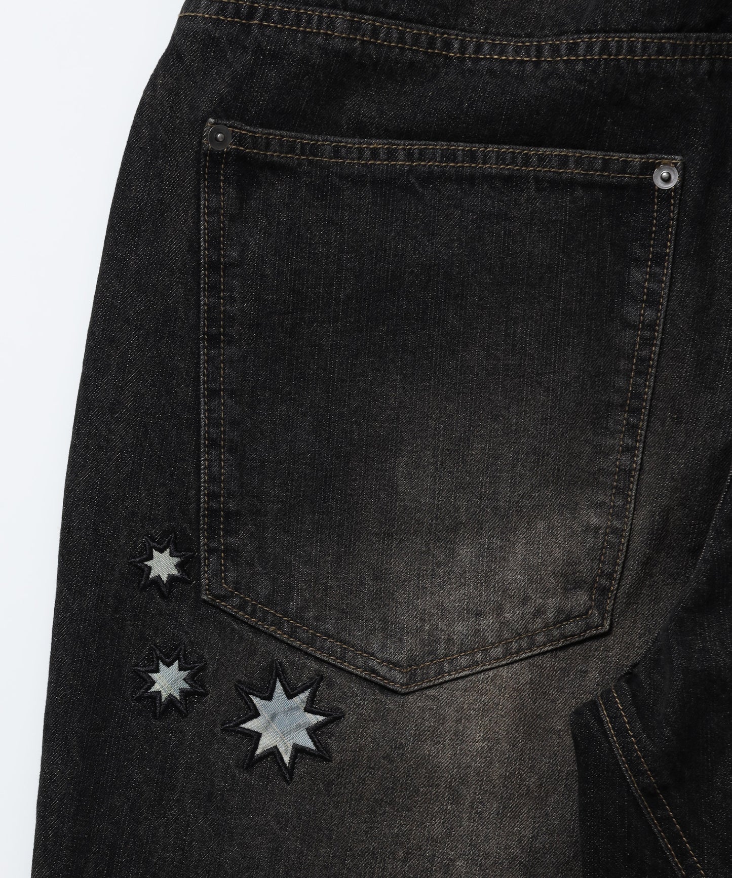 ※WEB限定 / ワイドデニムパンツ / sqnz seam design applique denim ブラウン