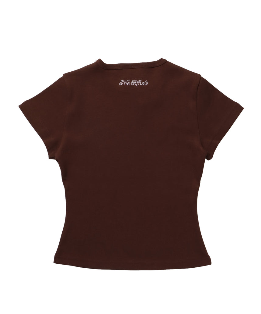 Salsation サルセーションTシャツ　Mサイズ　ブラウン　美品 WEB限定 / レディースワンポイントロゴ半袖Tシャツ / sqnz logo