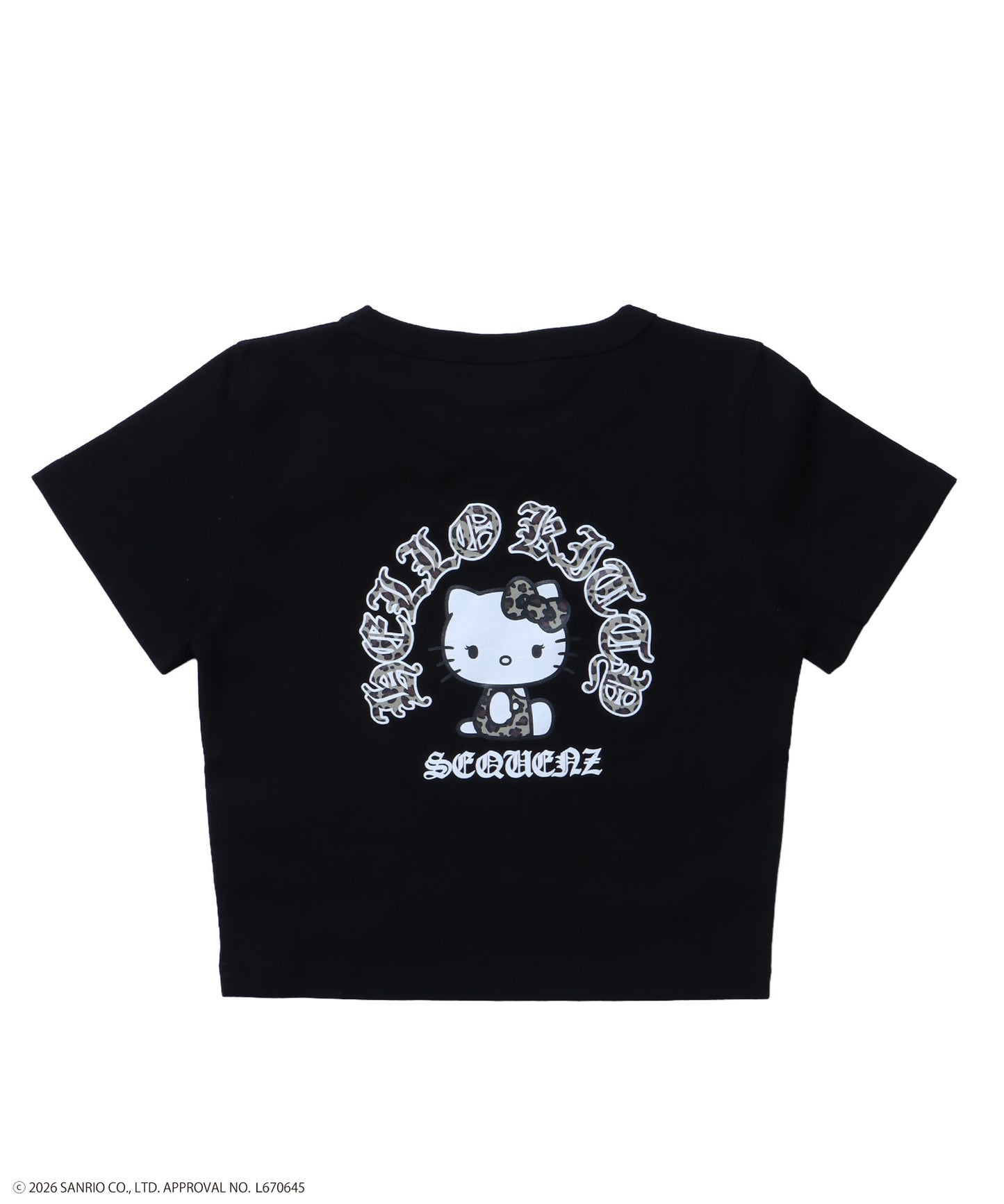 HK CIRCLE LOGO TEE / ハローキティ キティちゃん 半袖 クルーネック プリント ワンポイント ラインストーン プリント ブラック