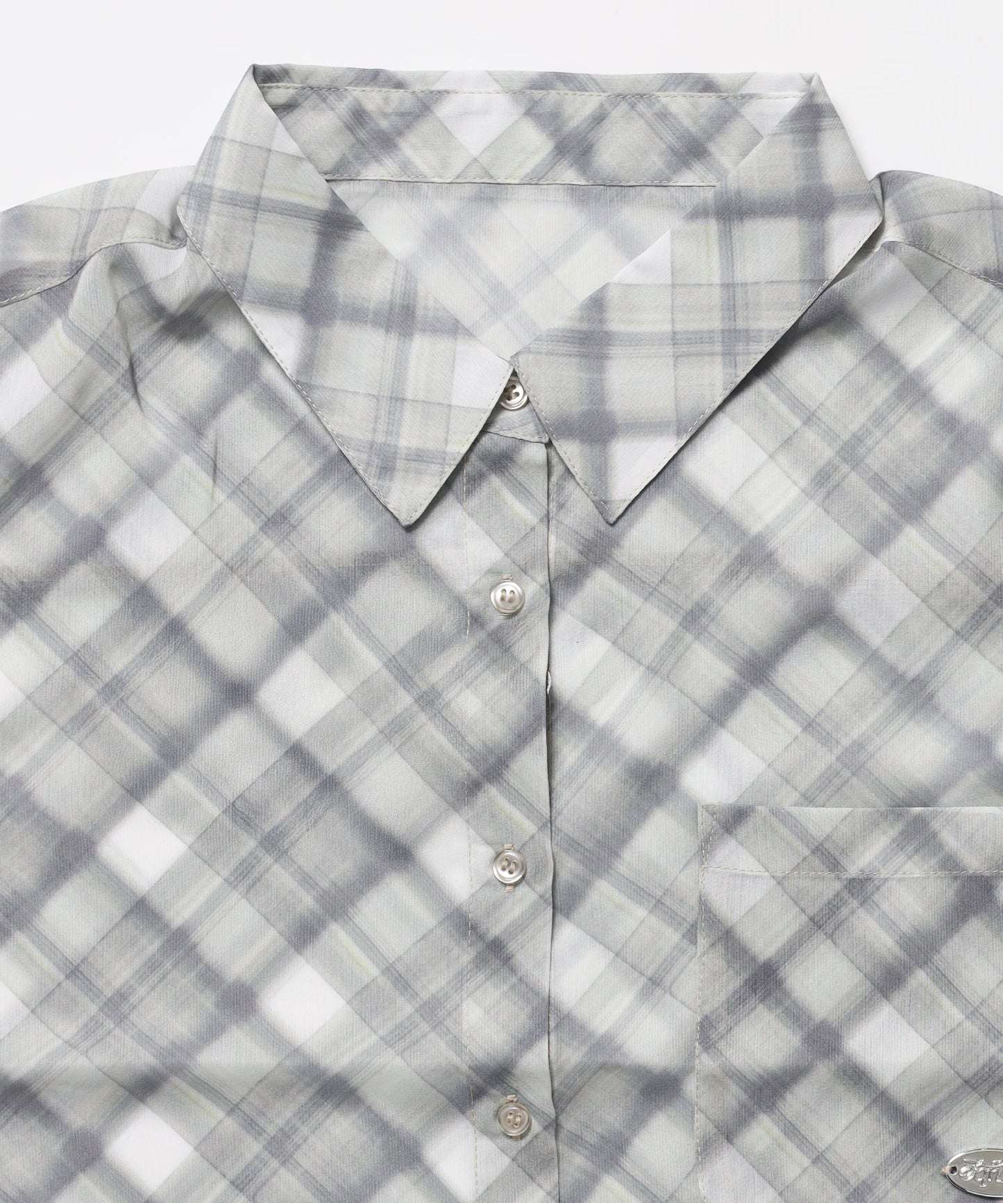 ※WEB限定 /  レディースチェック半袖シャツ / sqnz sheer check shirts グリーン