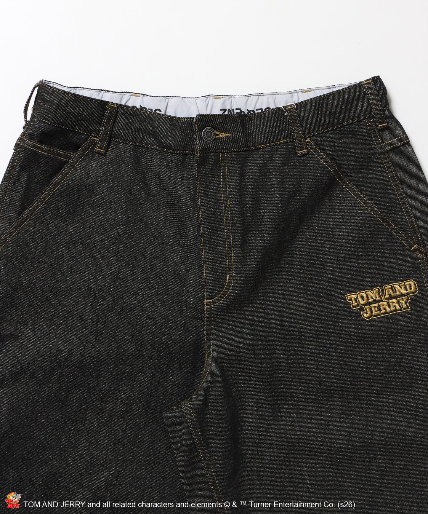 TJ STREET SHORTS DENIM / トムとジェリー ハーフパンツ ショーツ ジョーツデニム ワイド パンツ ボトムス 刺繍 加工 リジッド ワッペン ブラック系その他