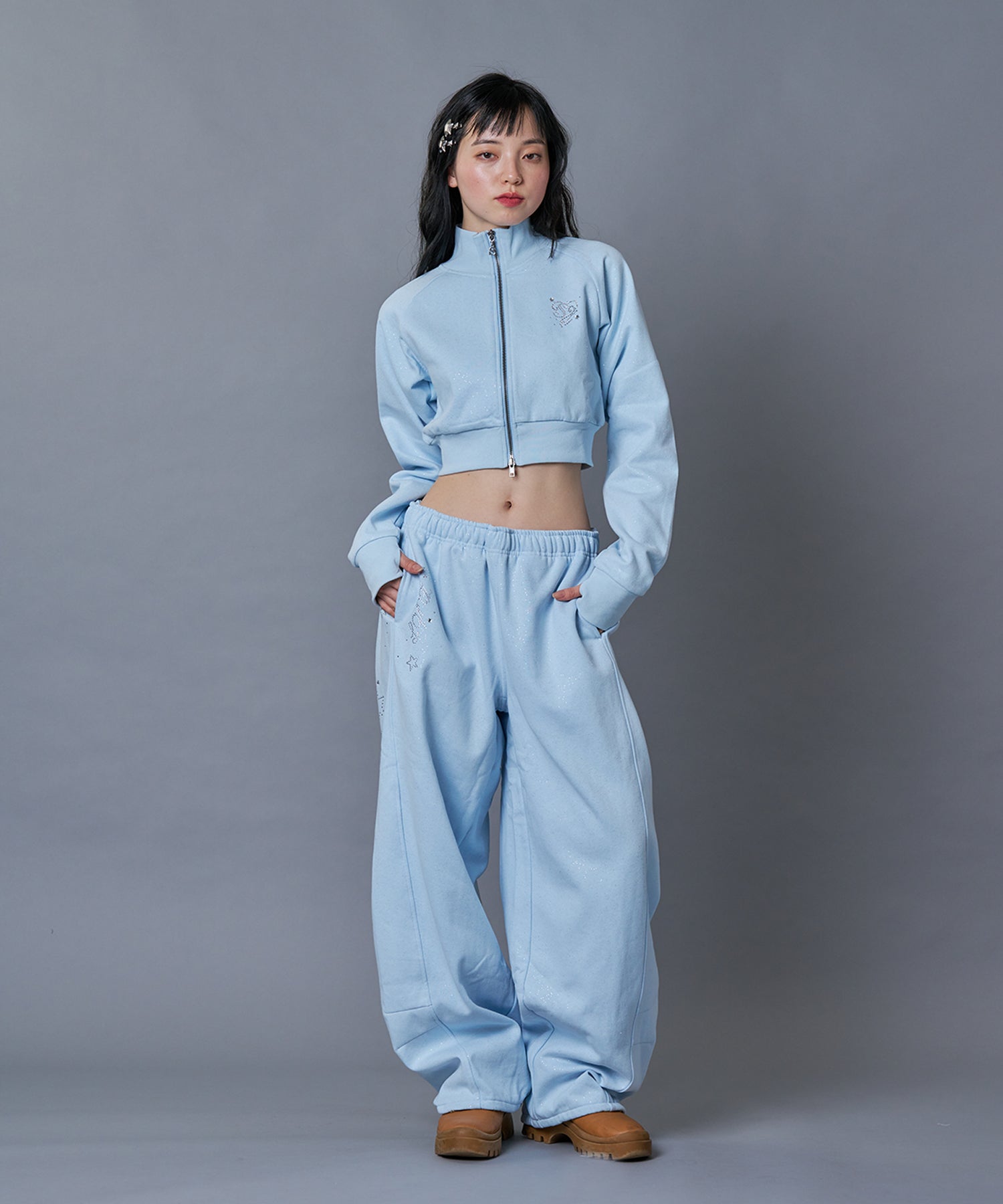 ☆美品☆ Sparkle SA380E-6G sqnz（エスキュンズ）】sqnz glitter zip top / ダブルジップ ジップ