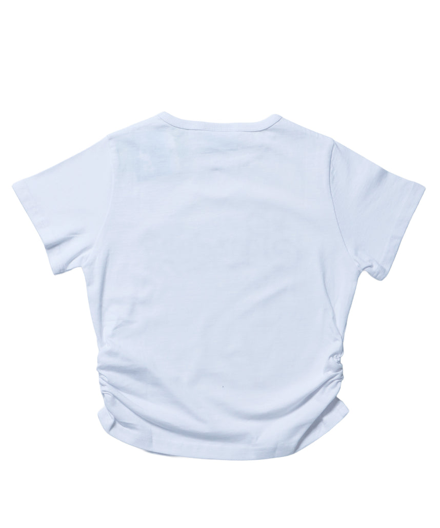 ≪予定商品≫※WEB限定 /レディースラメプリントTシャツ / sqnz side shearing glitter tee ホワイト