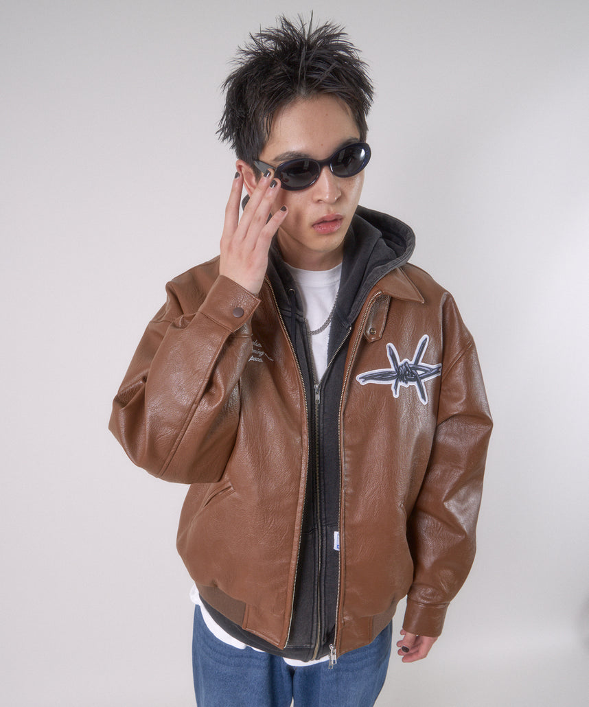 SEQUENZシークエンズ】 SYNTHETIC LEATHER BLOUSON / ヴィンテージ