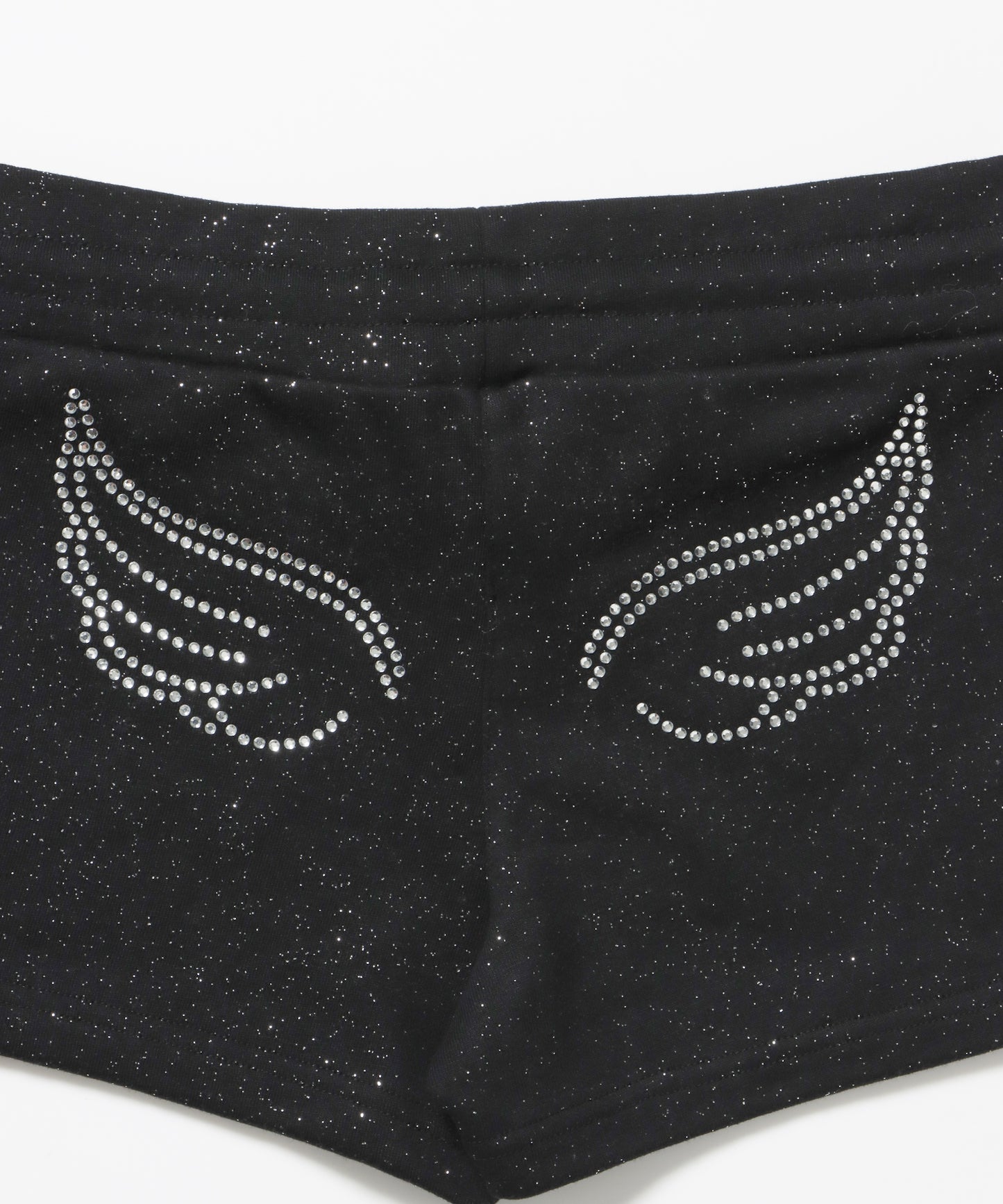 ≪予約商品≫sqnz glitter mini pants / レディース ショートパンツ ボトムス ラインストーン 裏毛 【セットアップ着用可能】 ブラック