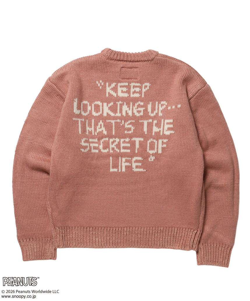 TP SNOOPY CHUNKY KNIT / スヌーピー メッセージプリント チャンキーニット ピンク