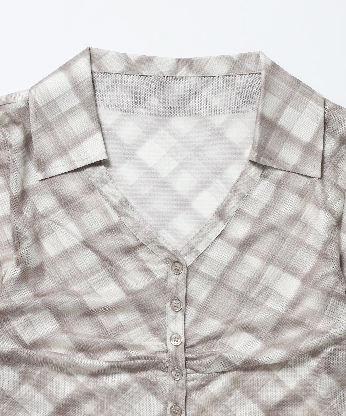 ※WEB限定 / レディースギャザー長袖シャツ / sqnz sheer gather l/s shirts モカ