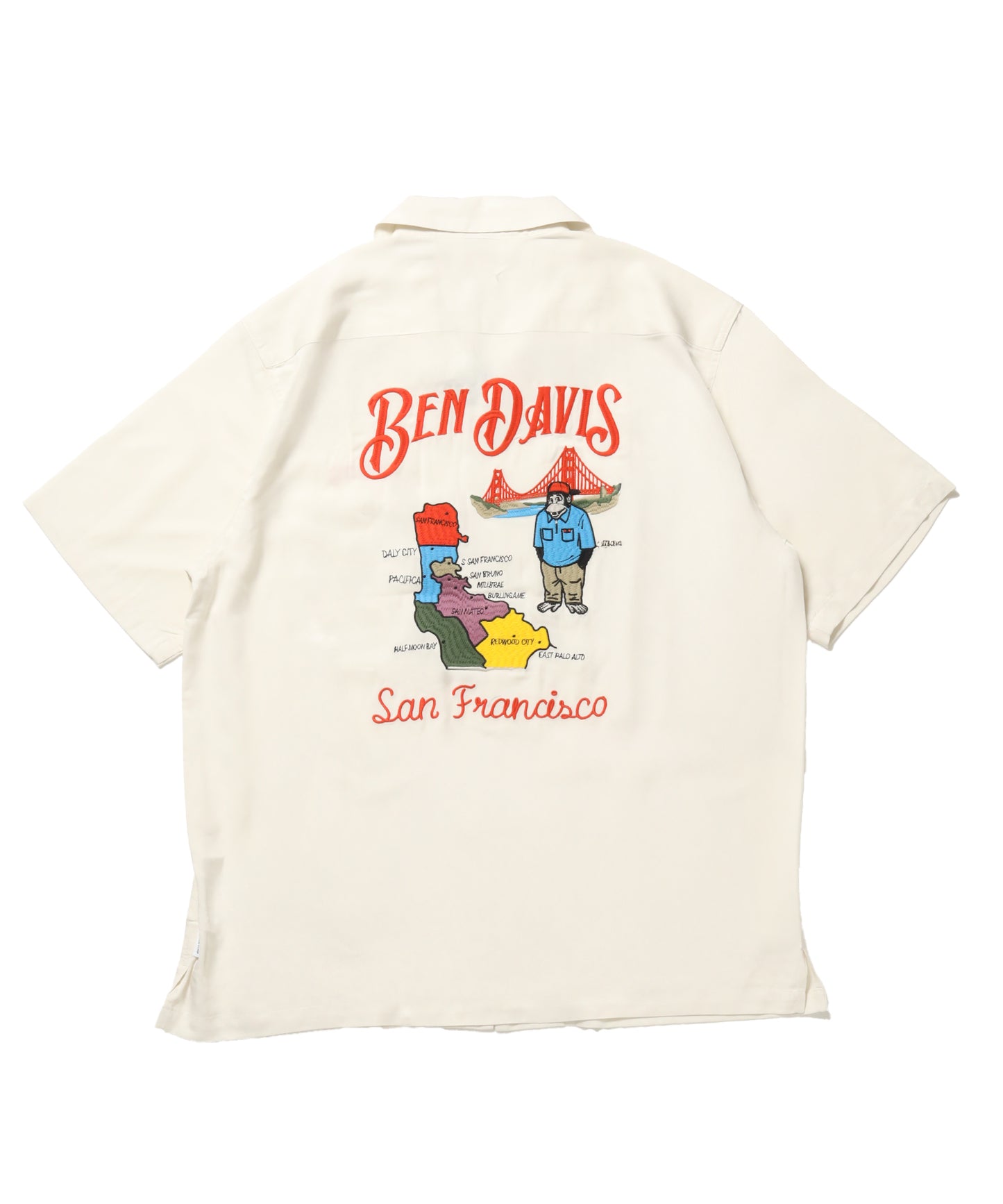 SOUVENIR EMB O/C SHIRT / 半袖 シャツ 刺繍 オープンカラー ヴィンテージライク オフホワイト