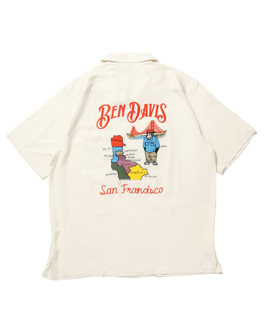 SOUVENIR EMB O/C SHIRT / 半袖 シャツ 刺繍 オープンカラー ヴィンテージライク オフホワイト