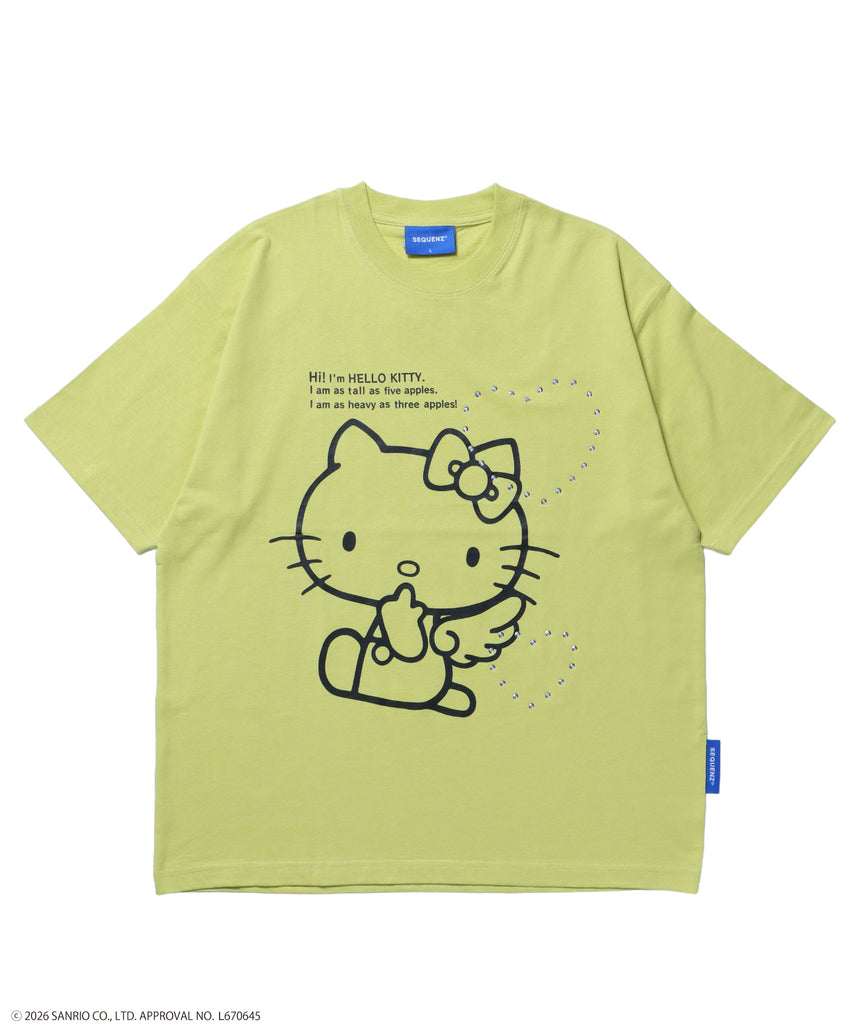 HK LOVE SEQUENZ TEE / ハローキティ キティちゃん 半袖 クルーネック プリント ワンポイント ラインストーン イエロー