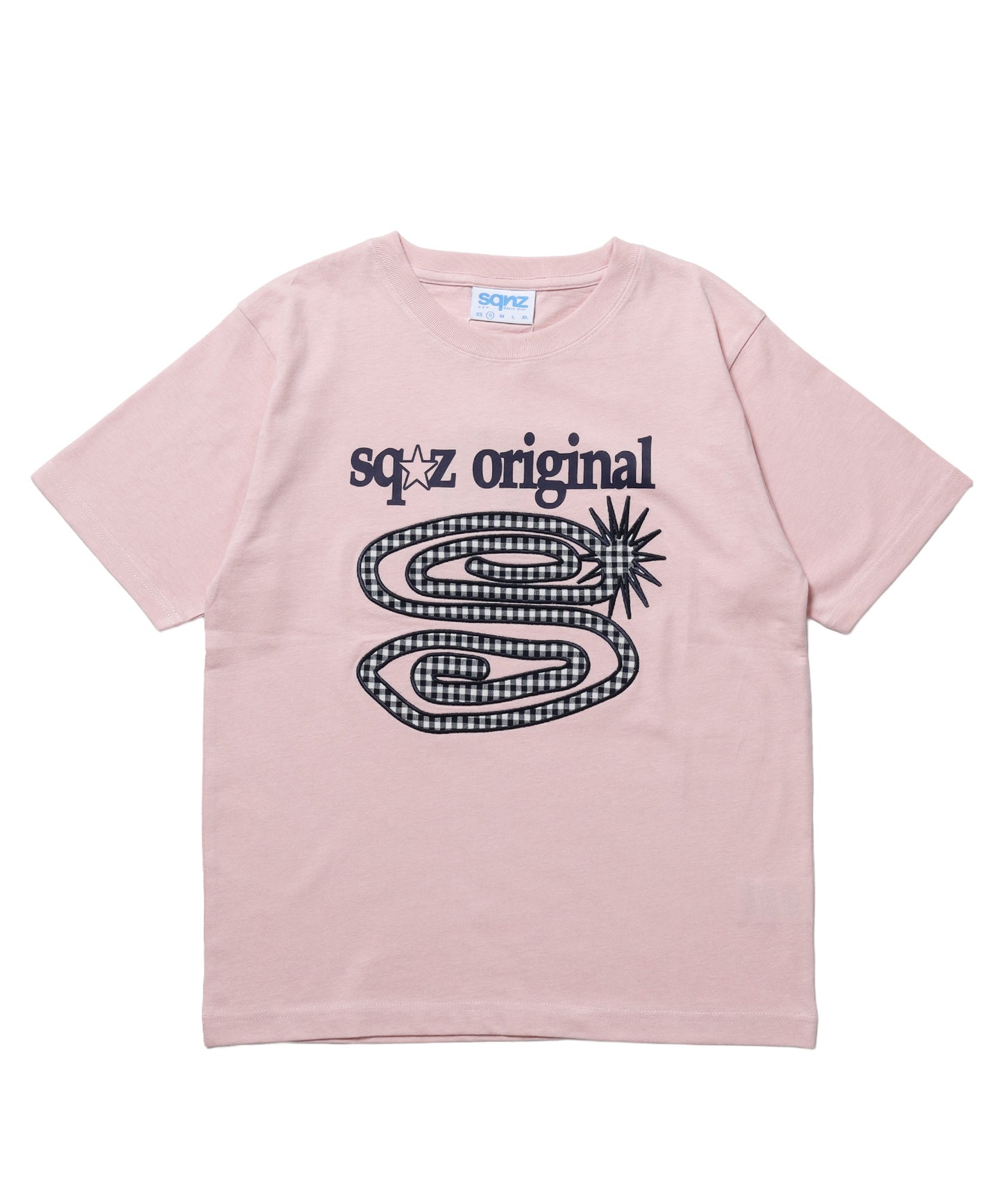 ※WEB限定 / ぐるぐるワッペン半袖Tシャツ / sqnz guru-guru patchwork tee ライトピンク