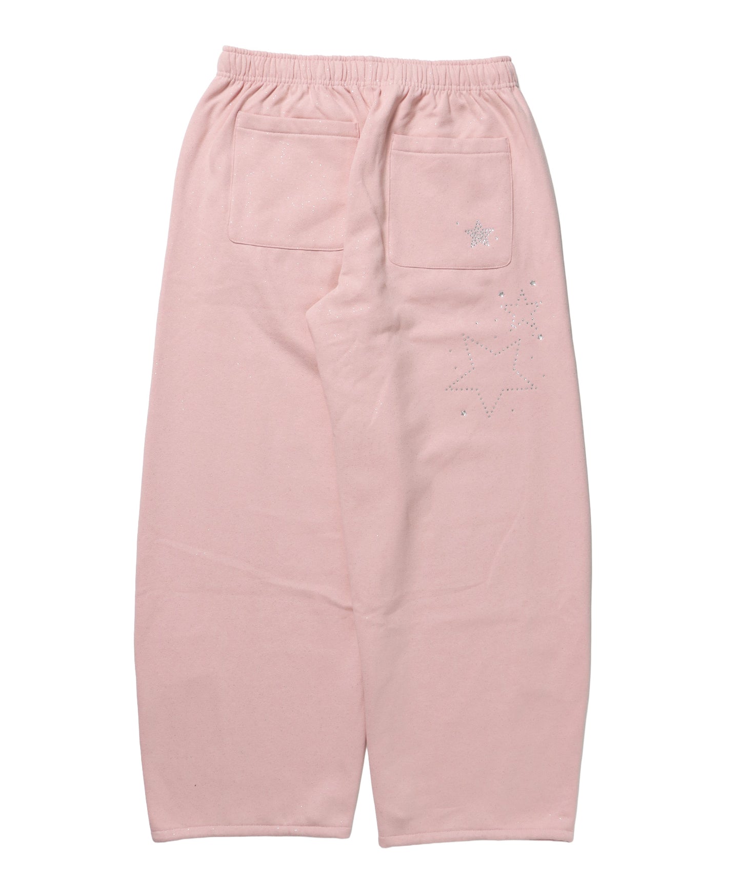 sqnz glitter sweat pants / グリッター スウェットパンツ ラインストーン ドローストリング ポケット 裏起毛 【セットアップ着用可能】 ペールピンク