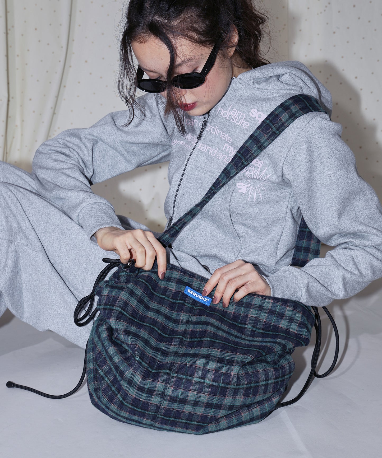 SHOULDER GATHER BAG / テック ショルダーバッグ 調節可能 ドローコード グリーン