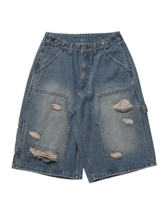 WEB限定 / ダメージデニムショートパンツ / sqnzU double knee denim