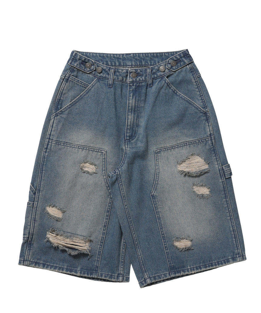 WEB限定 / ダメージデニムショートパンツ / sqnzU double knee denim