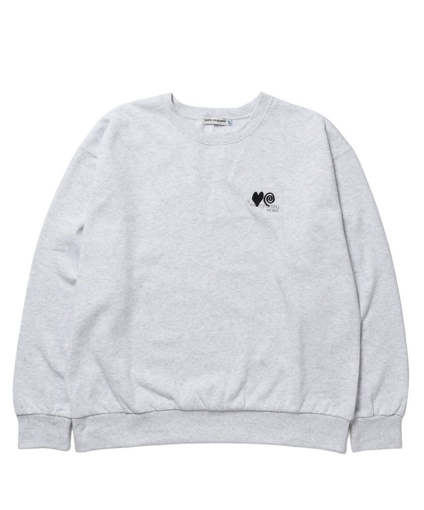 ※WEB限定  サークルハート刺繍裏起毛スウェット / sqnzU basic logo c/n アッシュグレー