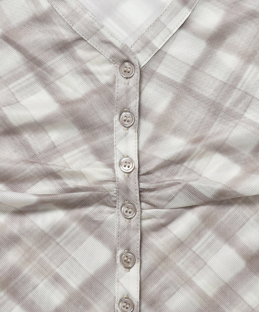 ※WEB限定 / レディースギャザー長袖シャツ / sqnz sheer gather l/s shirts モカ