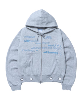 《予約商品》sqnz eyelet zip pk / ジップパーカー スタッズ フーディ ハトメ 裏起毛≪SET UP着用可能≫ グレー