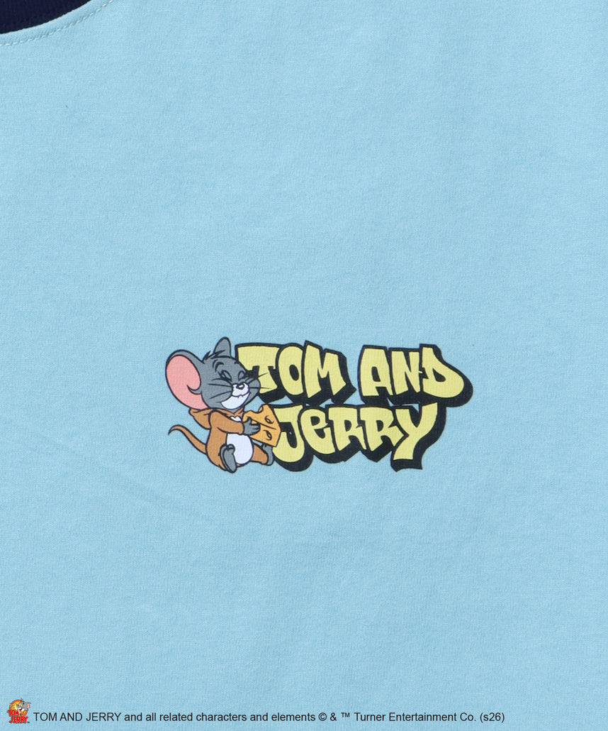 TJ COSTUME RINGER TEE / トムとジェリー リンガー Tシャツ 半袖 クルーネック 刺繍 オーバーサイズ グリーン