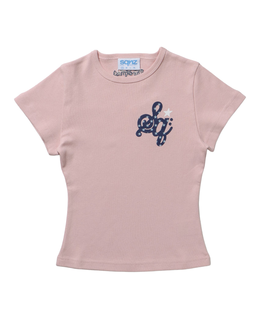≪予約商品≫※WEB限定 / レディースワンポイントロゴ半袖Tシャツ / sqnz logo compact tee ライトピンク