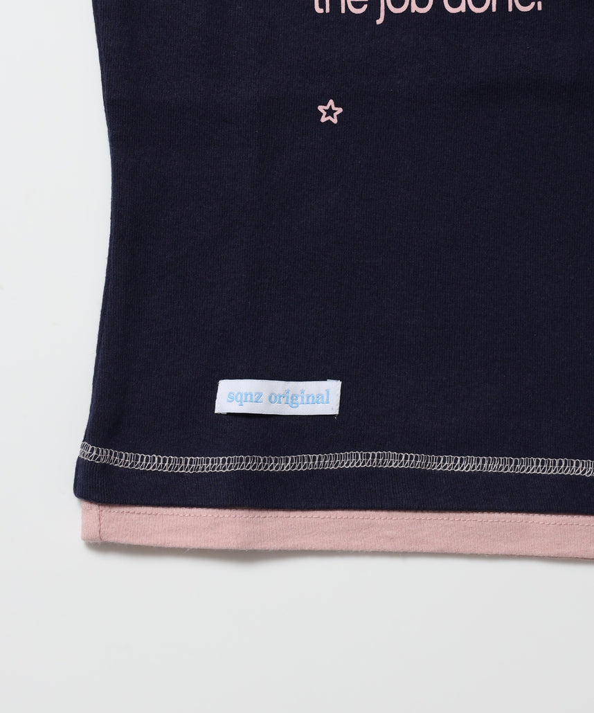 ≪予約商品≫※WEB限定 / フェイクレイヤード / バイカラーヘンリーネック半袖T /sqnz fake layered henley star tee ダークネイビー