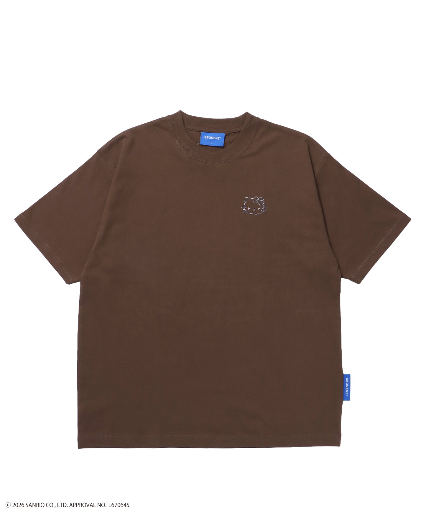 HK CIRCLE LOGO TEE / ハローキティ キティちゃん 半袖 クルーネック プリント ワンポイント ラインストーン プリント ブラウン