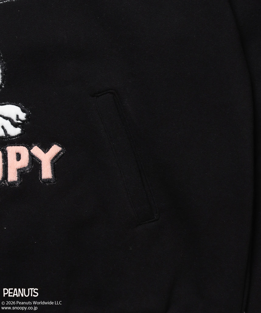 TP FUR SNOOPY APPLIQUE P/K/ スヌーピー ファーワッペン 刺繍 パーカー ブラック
