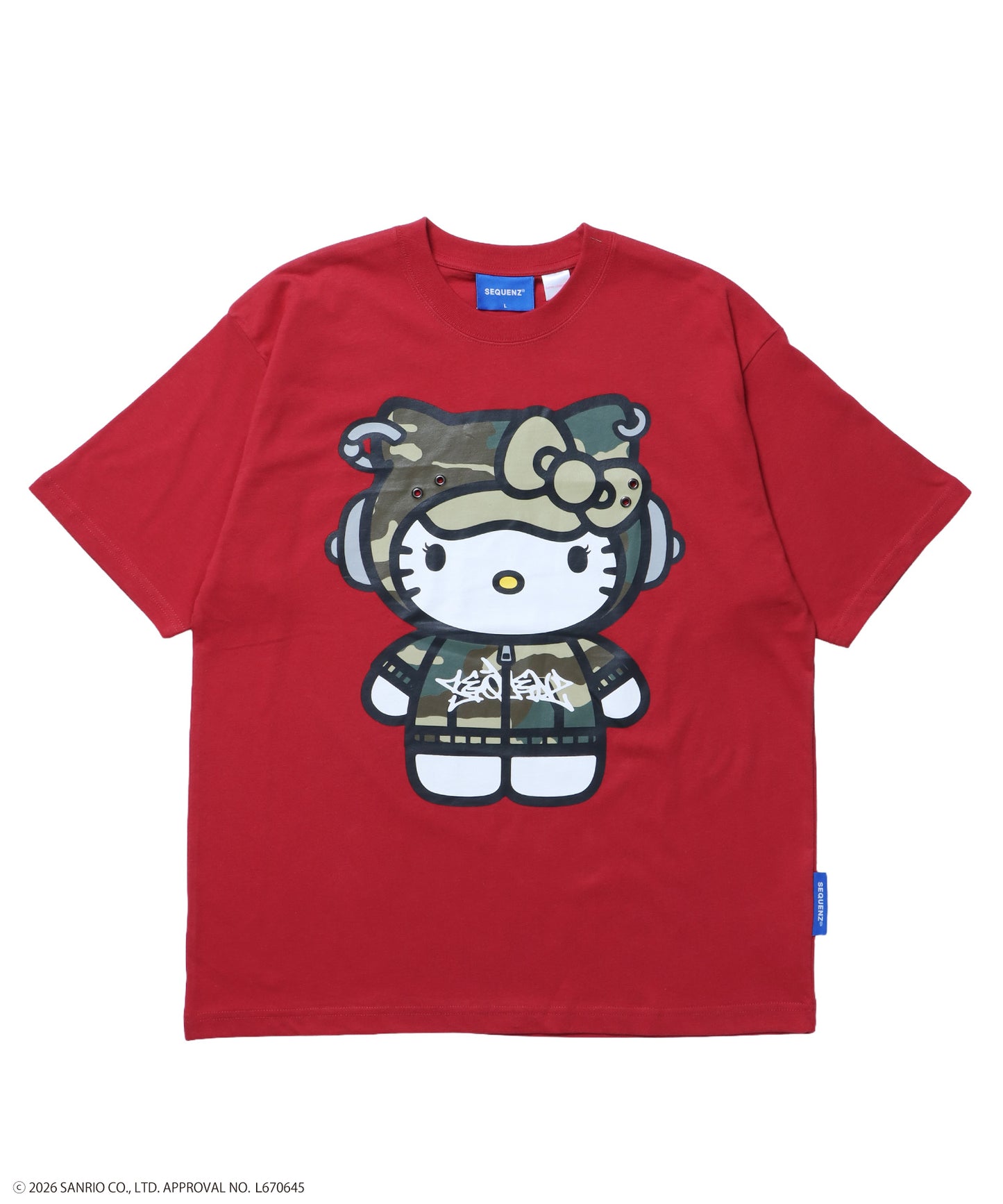 HK EYELET TEE / ハローキティ キティちゃん 半袖 クルーネック プリント ワンポイント ハトメ レッド