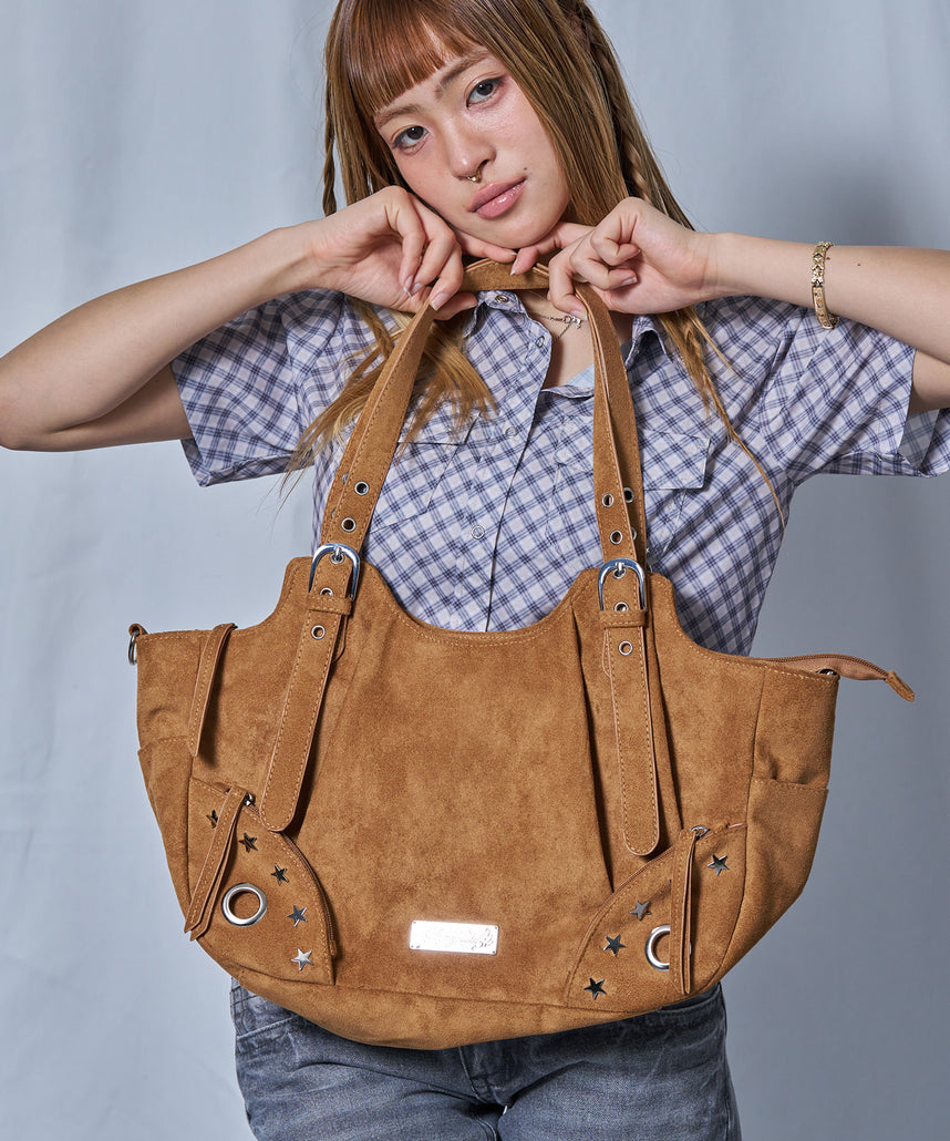 ※WEB限定 / スタースタッズ＆ハトメハンドバッグ / sqnz star eyelet bag ベージュ