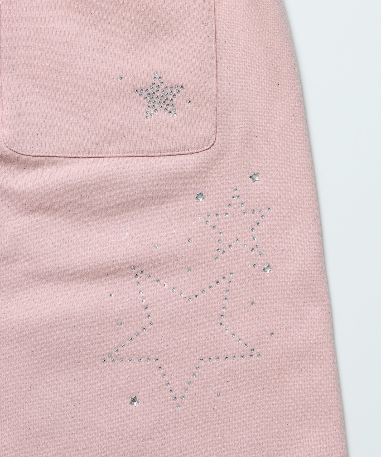 sqnz glitter sweat pants / グリッター スウェットパンツ ラインストーン ドローストリング ポケット 裏起毛 【セットアップ着用可能】 ペールピンク