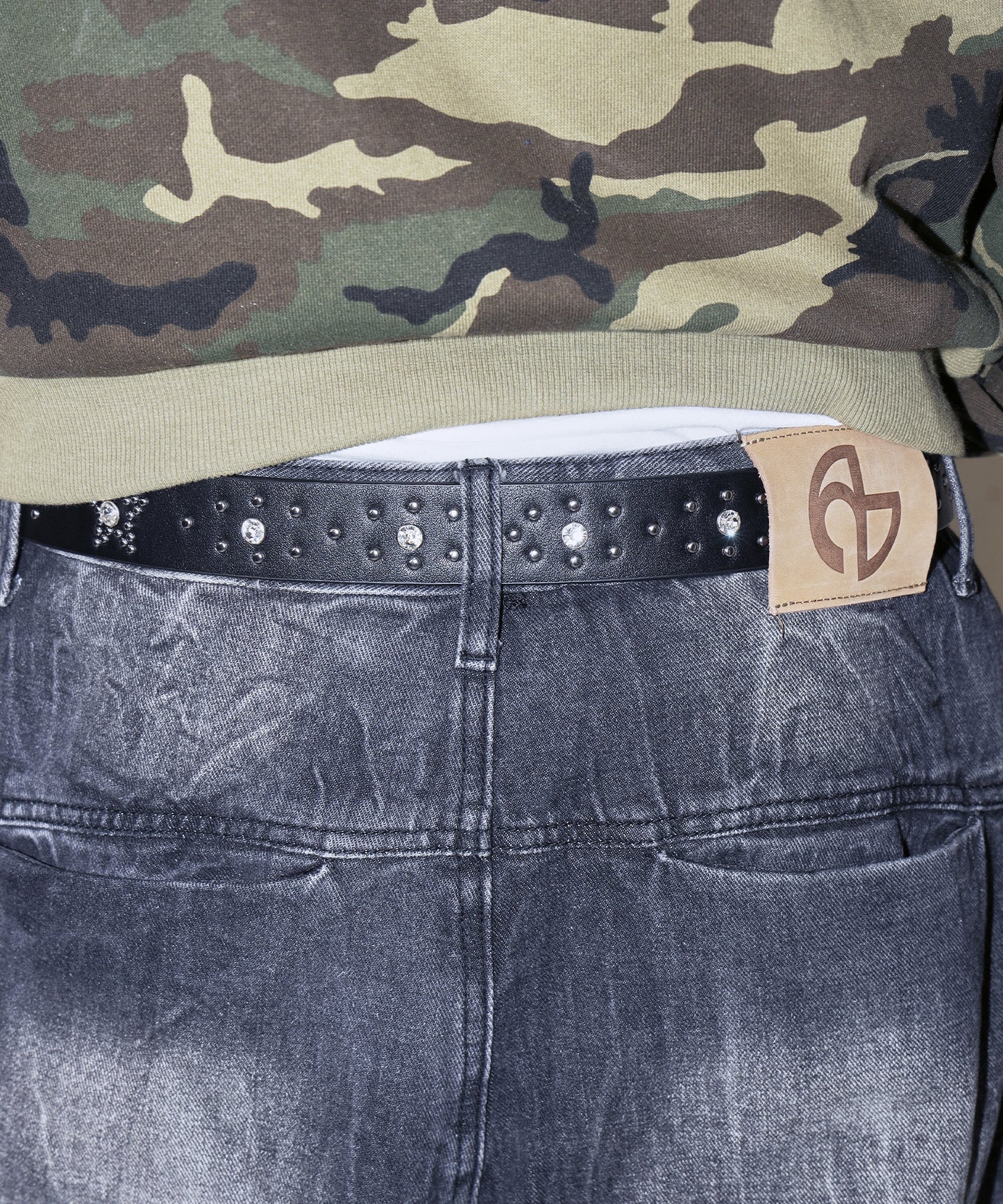 SEQUENZ RHINE STONE BELT MEN / ベルト スタッズ ストーン リアルツリー レオパード メンズ 雑貨 ブラック